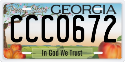 GA license plate CCC0672