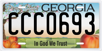 GA license plate CCC0693