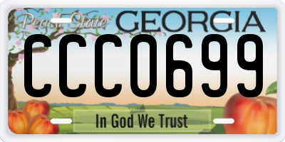 GA license plate CCC0699