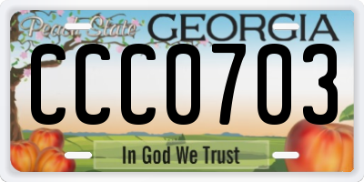 GA license plate CCC0703