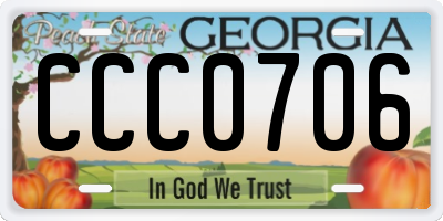 GA license plate CCC0706