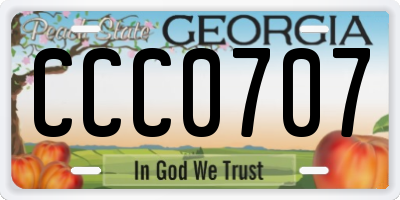 GA license plate CCC0707