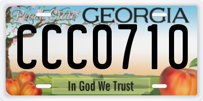 GA license plate CCC0710