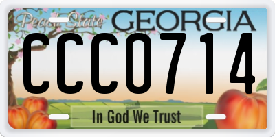 GA license plate CCC0714