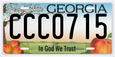 GA license plate CCC0715