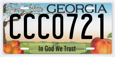 GA license plate CCC0721