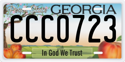 GA license plate CCC0723
