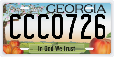 GA license plate CCC0726