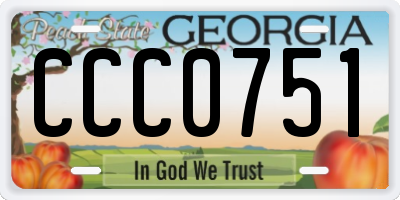 GA license plate CCC0751