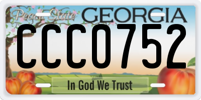 GA license plate CCC0752