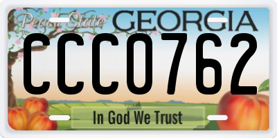 GA license plate CCC0762