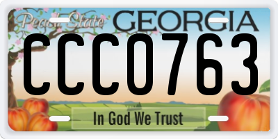 GA license plate CCC0763