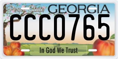 GA license plate CCC0765
