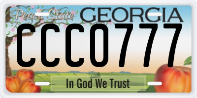 GA license plate CCC0777