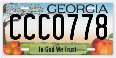 GA license plate CCC0778