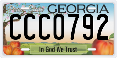 GA license plate CCC0792
