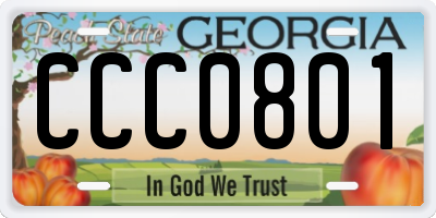 GA license plate CCC0801