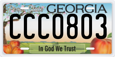 GA license plate CCC0803