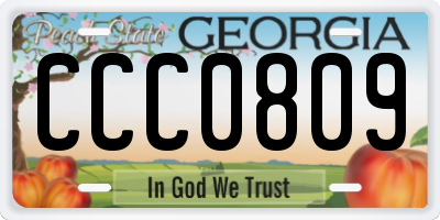 GA license plate CCC0809