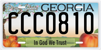 GA license plate CCC0810