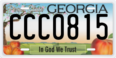 GA license plate CCC0815