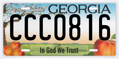 GA license plate CCC0816