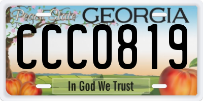 GA license plate CCC0819