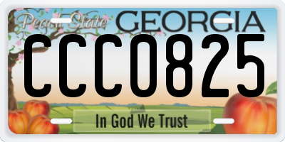 GA license plate CCC0825