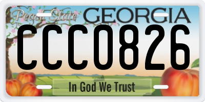 GA license plate CCC0826