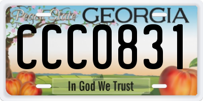 GA license plate CCC0831