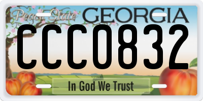 GA license plate CCC0832