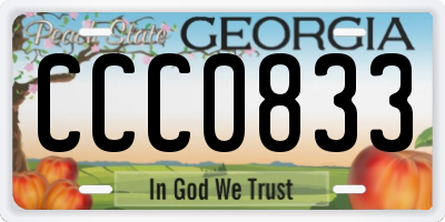 GA license plate CCC0833