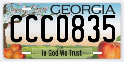 GA license plate CCC0835