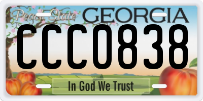 GA license plate CCC0838