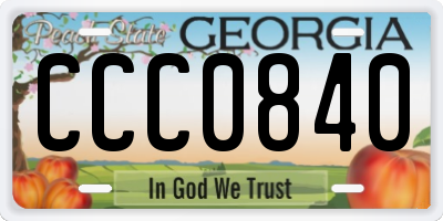 GA license plate CCC0840