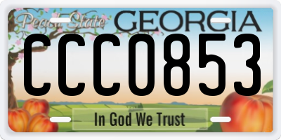 GA license plate CCC0853