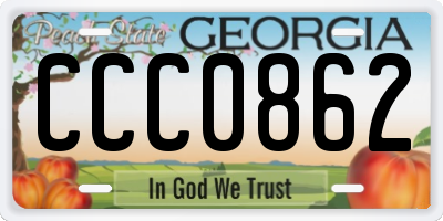 GA license plate CCC0862