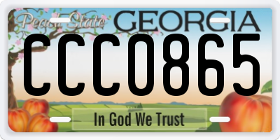GA license plate CCC0865