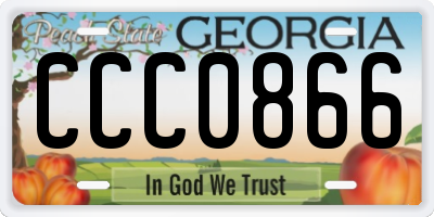 GA license plate CCC0866