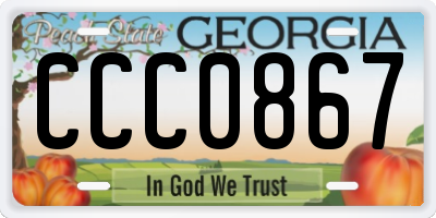 GA license plate CCC0867