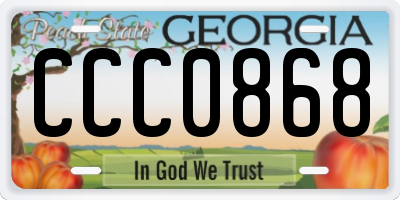 GA license plate CCC0868
