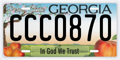 GA license plate CCC0870