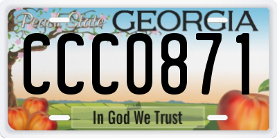 GA license plate CCC0871