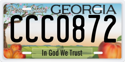 GA license plate CCC0872