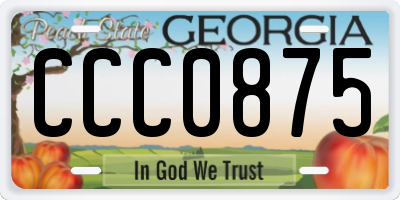 GA license plate CCC0875