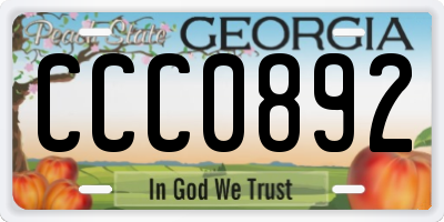 GA license plate CCC0892