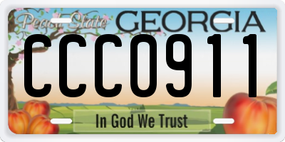 GA license plate CCC0911