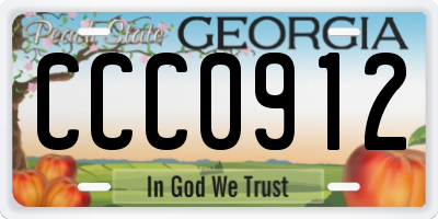 GA license plate CCC0912