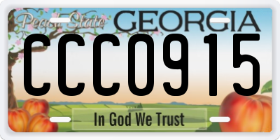 GA license plate CCC0915
