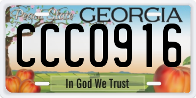 GA license plate CCC0916